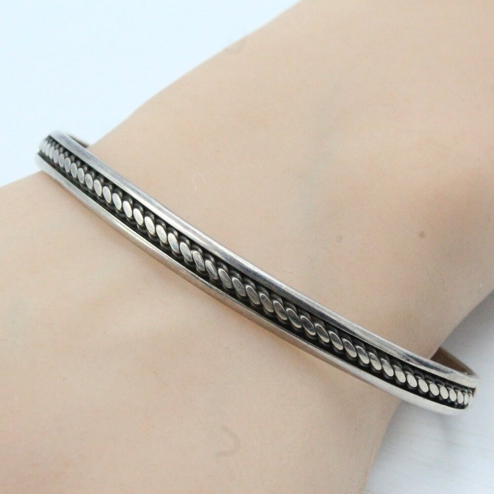 STERLING SILVER NAVAJO TWISTED ROPE CUFF BRACELET